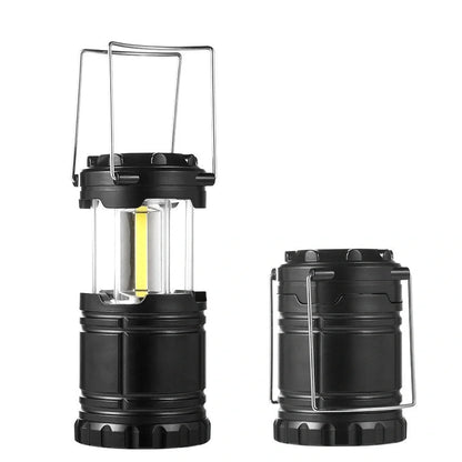 Gold blue black telescopic camping lamp with solar panel and foldable handle extended to 19.5cm height