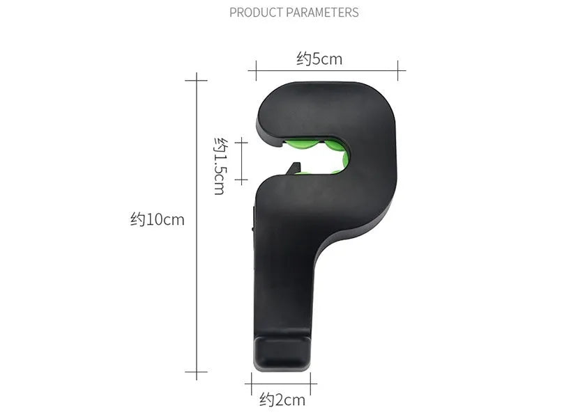 Pair of concealed plastic car seat back hooks for hanging bags and coats, available in black or white