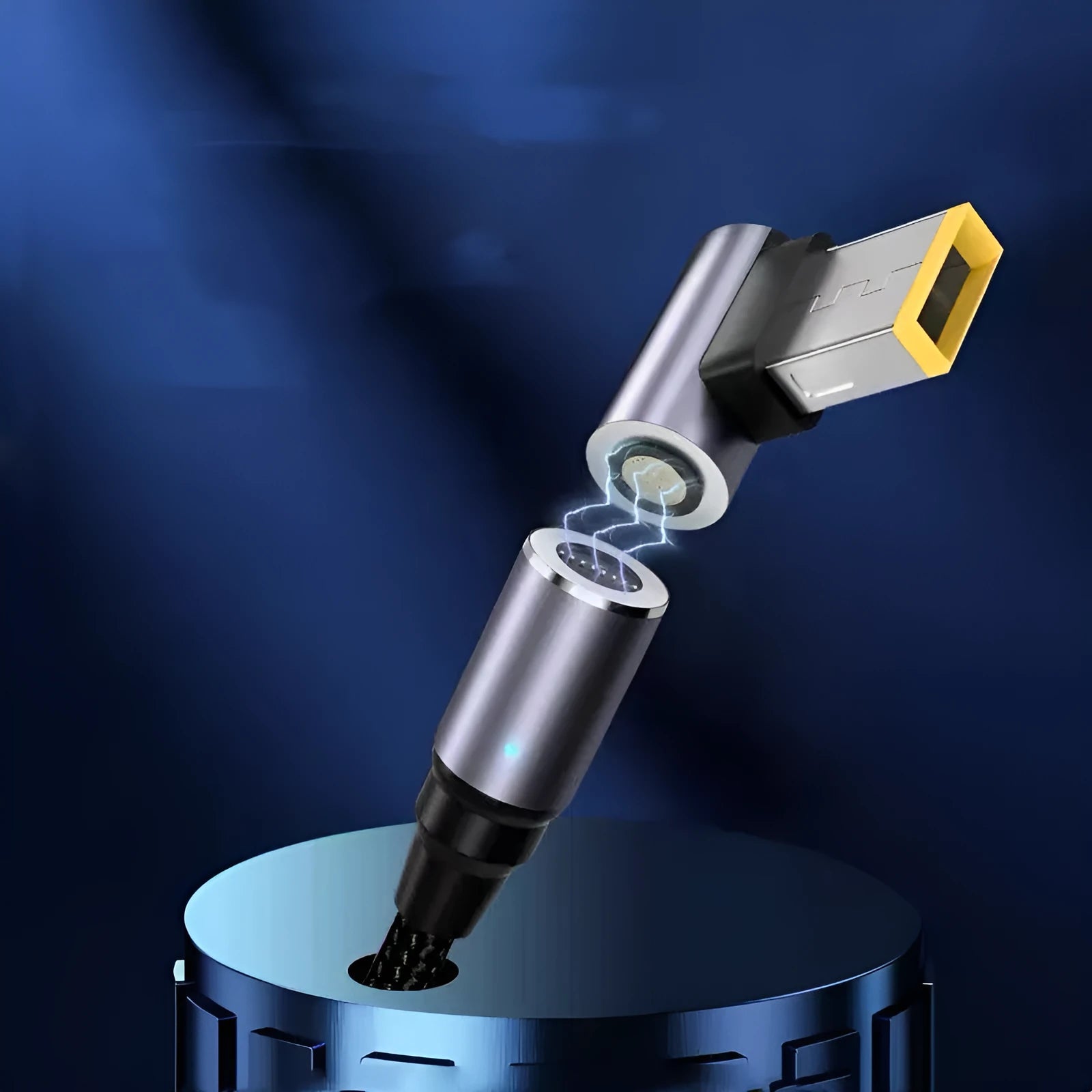 Lenovo 1.8m magnetic charging cable with Type-C to square port connectors showing magnetic connection mechanism