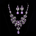 Alloy geometric necklace and earring set with diamond-cut finish, adjustable chain, six colour options