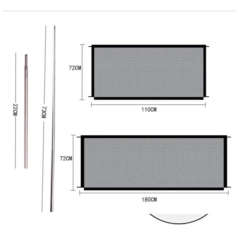 Portable folding dog quarantine fence in cloth mesh, small size 110x72cm, set up indoors