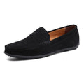 Men's British plus size casual shoes in suede leather with flat rubber sole and slip-on design
