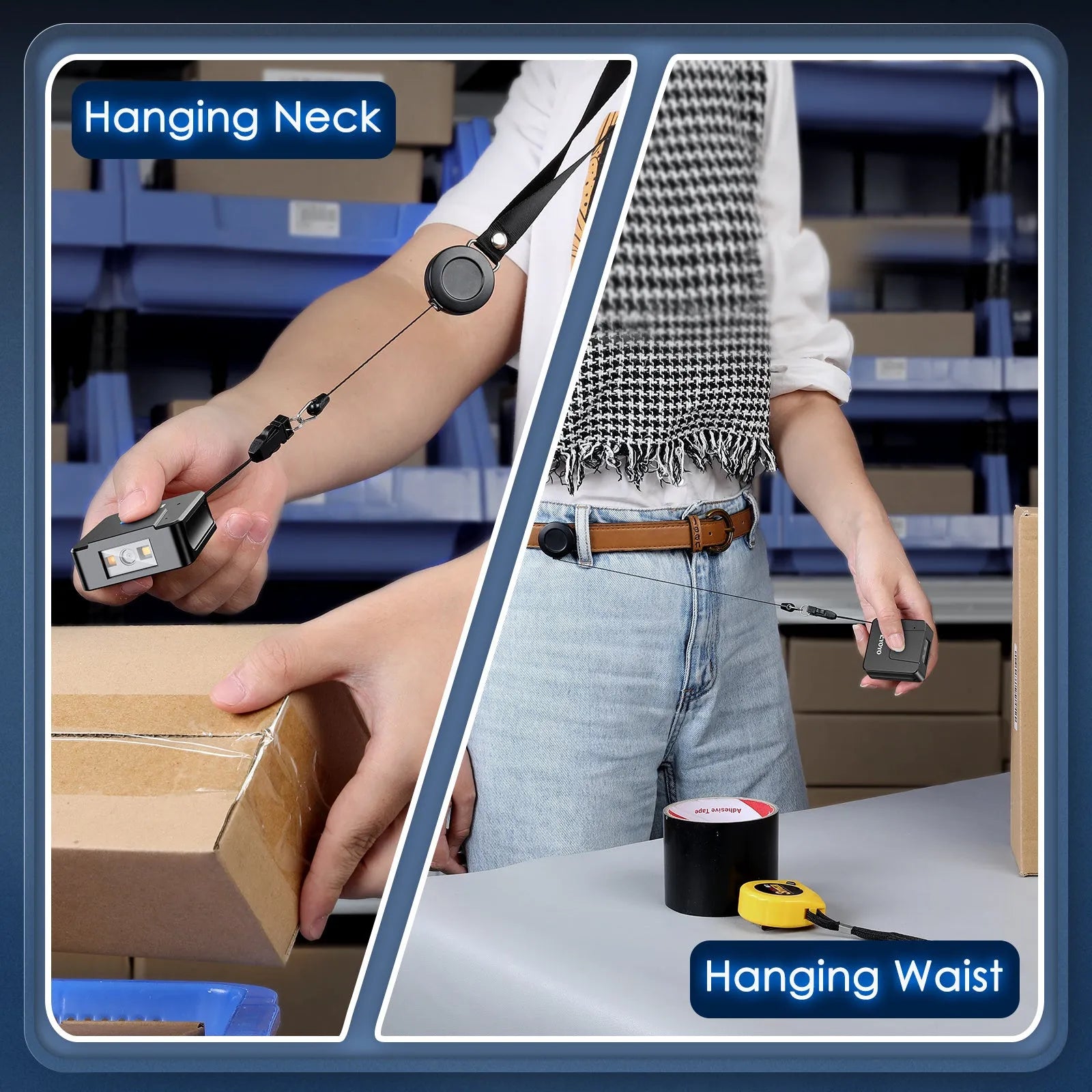 Portable wrist-worn barcode scanner glove with integrated handheld gun and Bluetooth wireless unit.