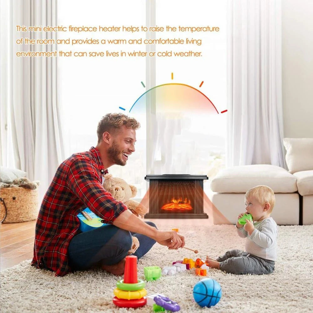 Stylish electric fireplace heater with realistic flame effect and remote control for cozy home decor