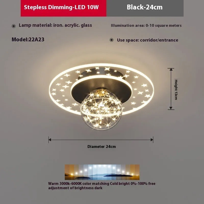 Modern LED ceiling lamp for corridors in gold, black or white finish with adjustable colour temperature