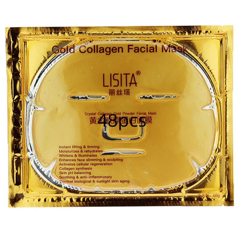Crystal Gold Collagen Mask with golden jelly formula in packaging showing 60ml content