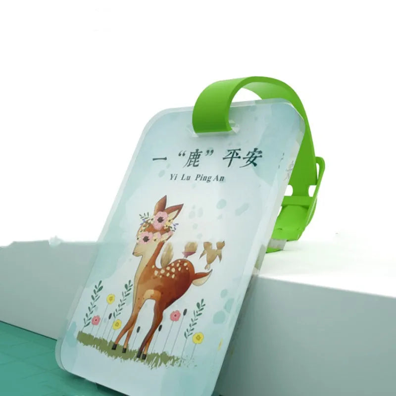 Custom acrylic luggage tag with picture insert, 80x50mm, on a travel suitcase