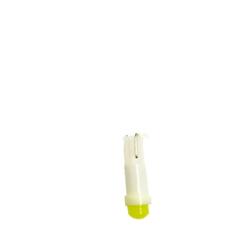 T5 wedge base LED car instrument bulb with plastic housing showing colour options.