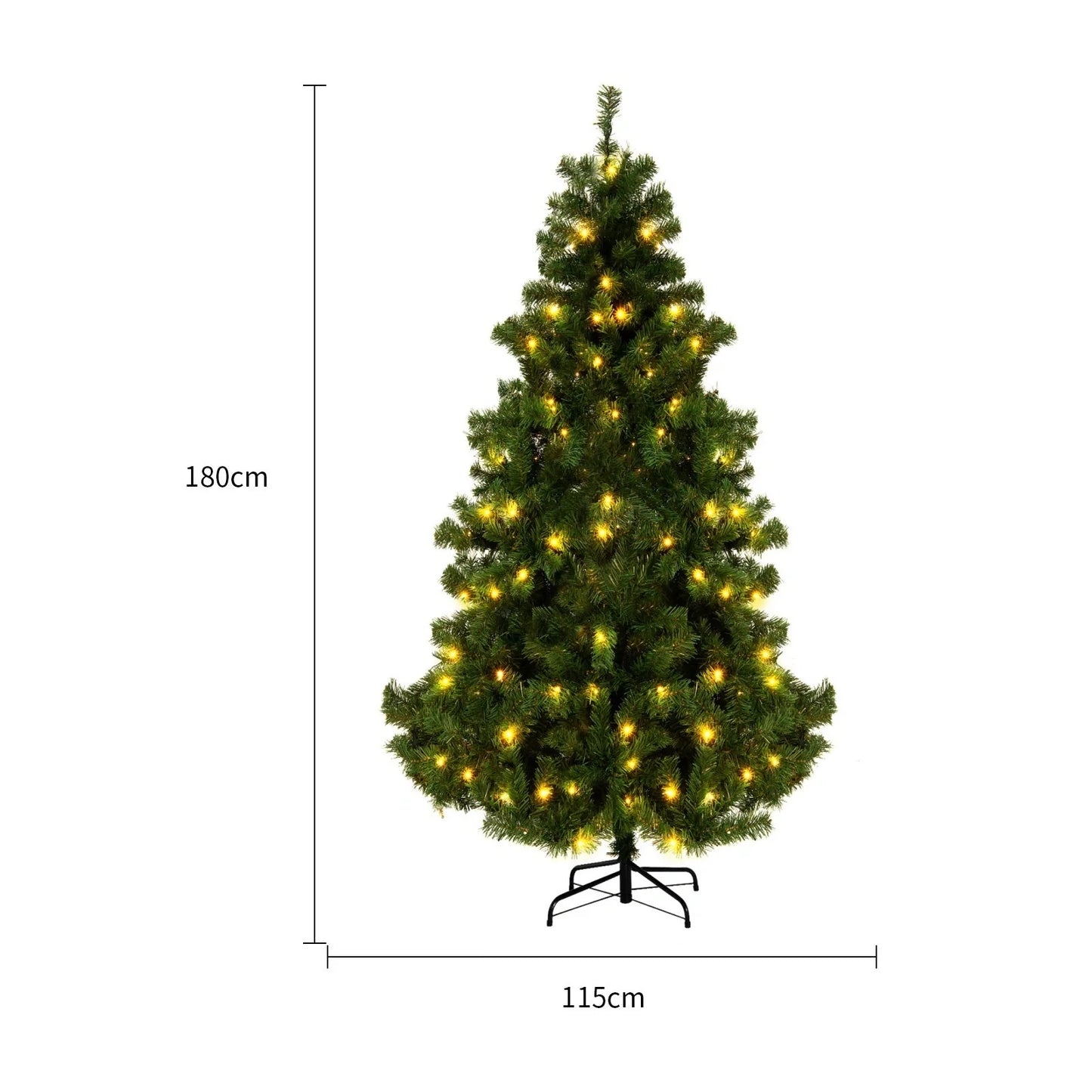 PVC artificial snow Christmas tree with metal stand, green and white colour scheme