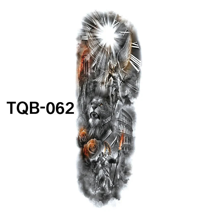 Waterproof full arm tattoo sticker with vibrant designs for temporary body art