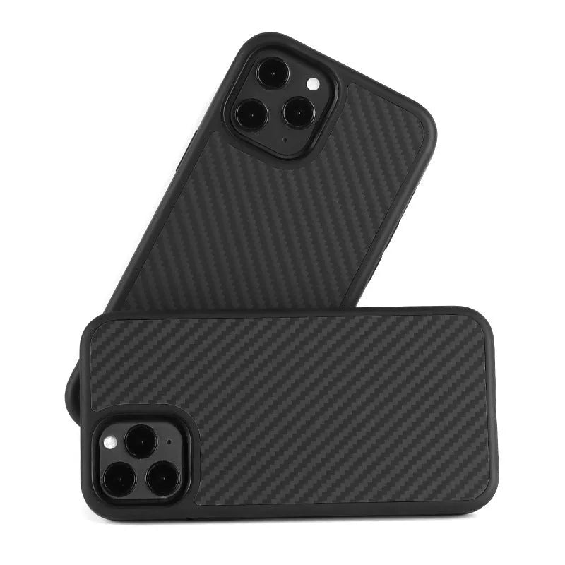 Solid Black wooden back cover phone case for Apple iPhone 11 and iPhone 12 models.