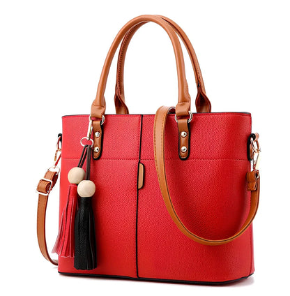 Women's black PU slung shoulder bag, 25cm height, adjustable strap for diagonal carry with phone and wallet inside