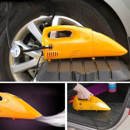 Portable 3-in-1 Air Pump and Vacuum Cleaner in yellow, compact and lightweight design