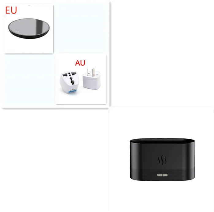 Black or white square ultrasonic aroma diffuser with flame light effect and water tank