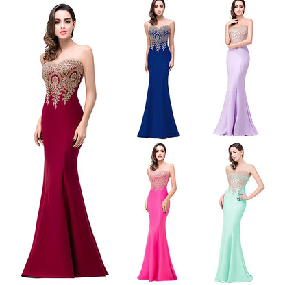 Women's black fishtail maxi dress with 20 cm hollow back applique and 100 cm length in size M