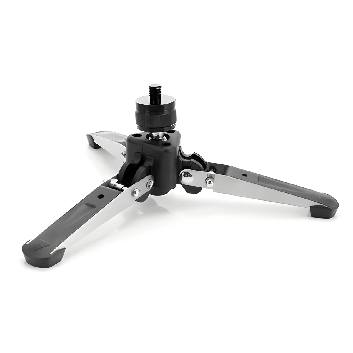 Three-jaw aluminium alloy camera stand base for monopod with black finish and three support legs
