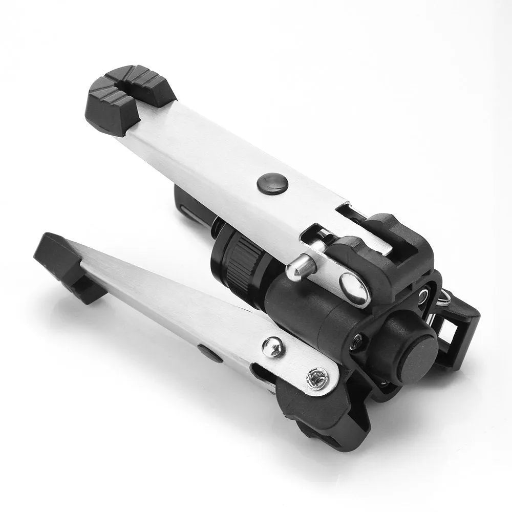 Three-jaw aluminium alloy camera stand base for monopod with black finish and three support legs