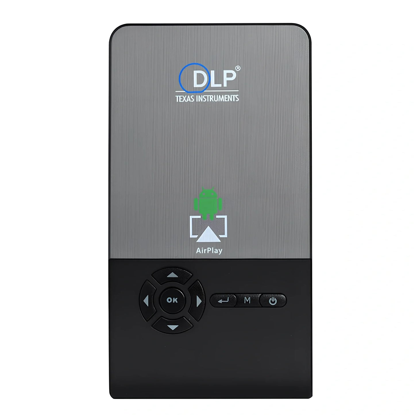 C2 Android DLP HD 3D portable projector showing 100-inch wireless screen from phone