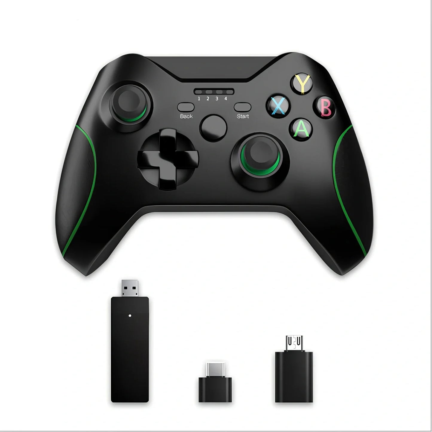 White Xbox One wired USB game controller with ergonomic grips and 2.5m cable on plain background