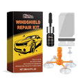 Windshield repair kit with 2ml repair fluid, bracket, blade, curing films, and teasing needle for car glass crack fix