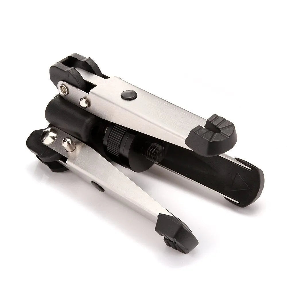 Three-jaw aluminium alloy camera stand base for monopod with black finish and three support legs