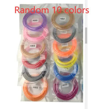 3D printing pen filament set with 20 colours of ABS and PLA strip in neutral self-sealing bag