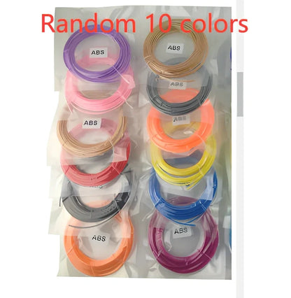 ABS and PLA filament consumables in 20 colours for 3D printing pens, 200m length circular strips