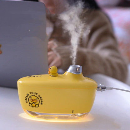 USB Mini Portable Air Purifier and Humidifier with night light in yellow, pink, and green
