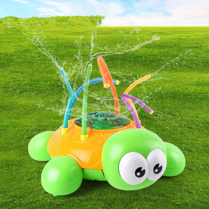 Cartoon sprinkler toy for babies with rotating water spray feature