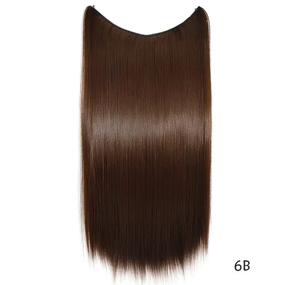 22 inch invisible wire silky straight synthetic hair extensions, 55cm length 80g weight no clips