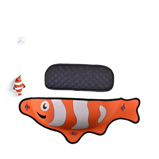 Window-mounted pet hammock in various colours, suitable for cats and small dogs