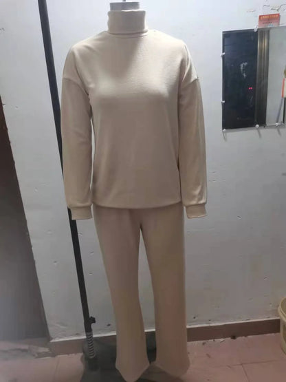 Women's casual turtleneck sweater and drawstring pants set in various colours