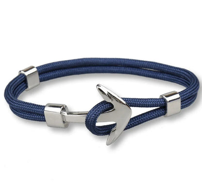 Nautical anchor bracelet with brass details and cotton rope, 21cm length