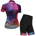 Purple mountain bike set made from pineapple fabric with moisture wicking and breathable properties
