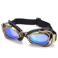 Motorcycle retro pilot hat wind-proof goggles with REVO blue lens and black PU frame