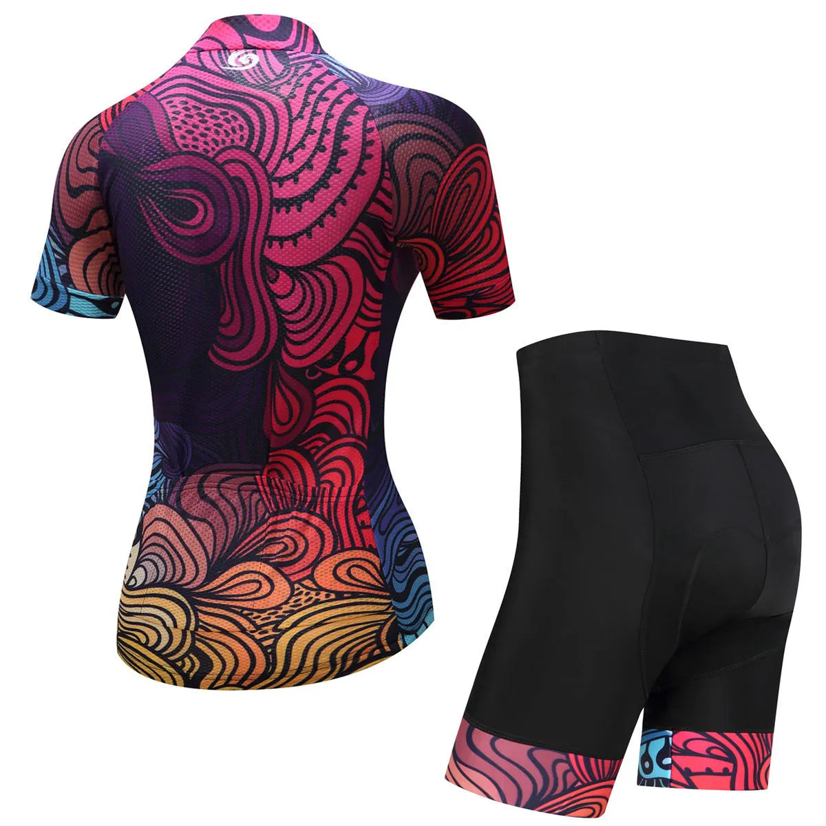 Purple mountain bike set made from pineapple fabric with moisture wicking and breathable properties