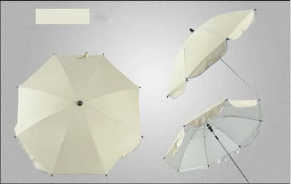 A 360-degree swivel pram umbrella with high-density UV protection and durable steel construction