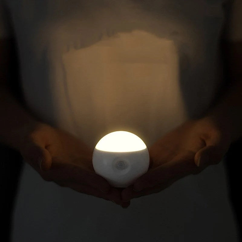 Intelligent Human Body Induction Bedside Table Lamp in Morandi grey or walnut with magnetic base