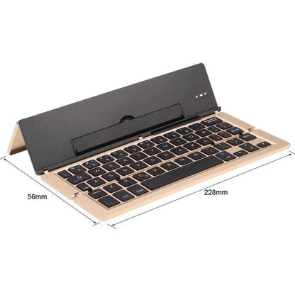 Folding ultra-thin Bluetooth keyboard in grey, rose gold, silver, and gold options