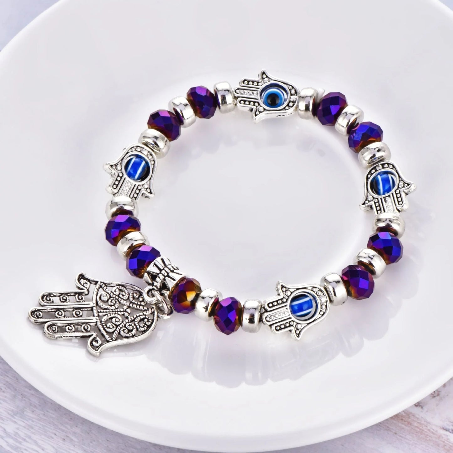 Devil's Eye Beaded Bracelet in alloy with artificial gems, available in multiple colours