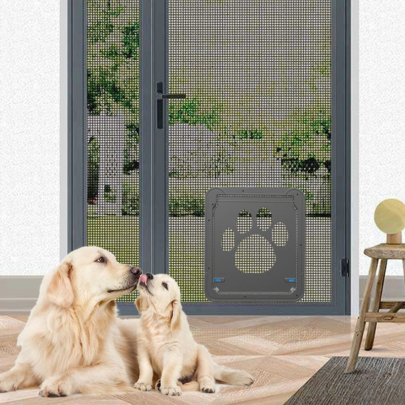 Black ABS anti-bite screen door for medium and large dogs with magnetic closure