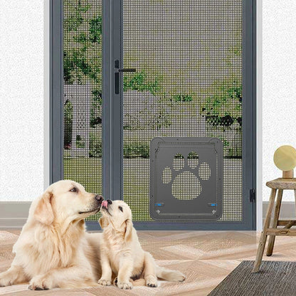Black ABS anti-bite screen door for medium and large dogs with magnetic closure