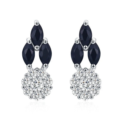 Full diamond round zircon copper-plated earrings in black, elegant and durable women's jewellery