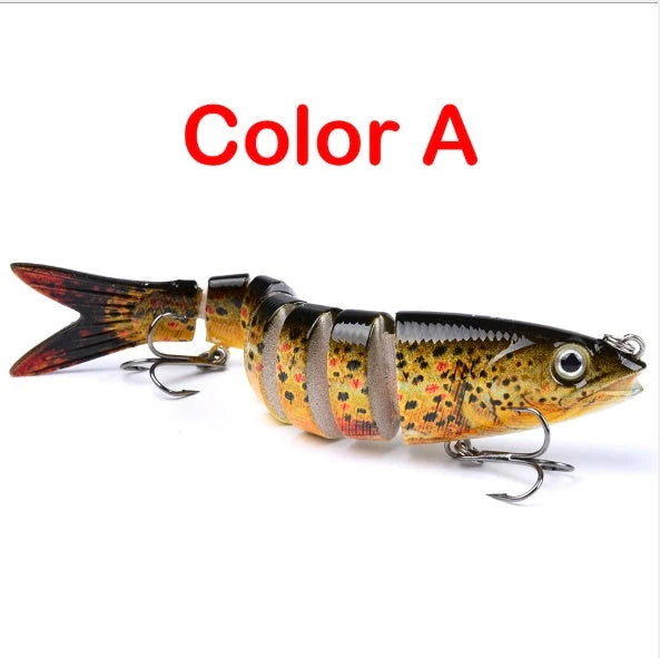 Multi-jointed pike fishing lure with steel ball weight system for enhanced throwing distance