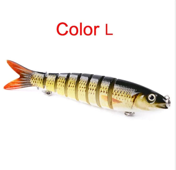 Multi-jointed pike fishing lure with steel ball weight system for enhanced throwing distance