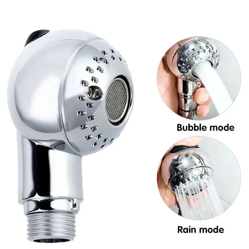 Silver ABS plastic handheld shower head for gentle pet and baby baths.