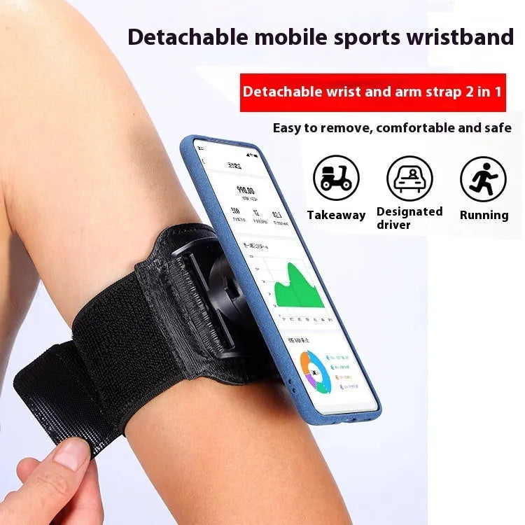 Black unisex mobile phone arm bag with adjustable strap for delivery driving and sports activities