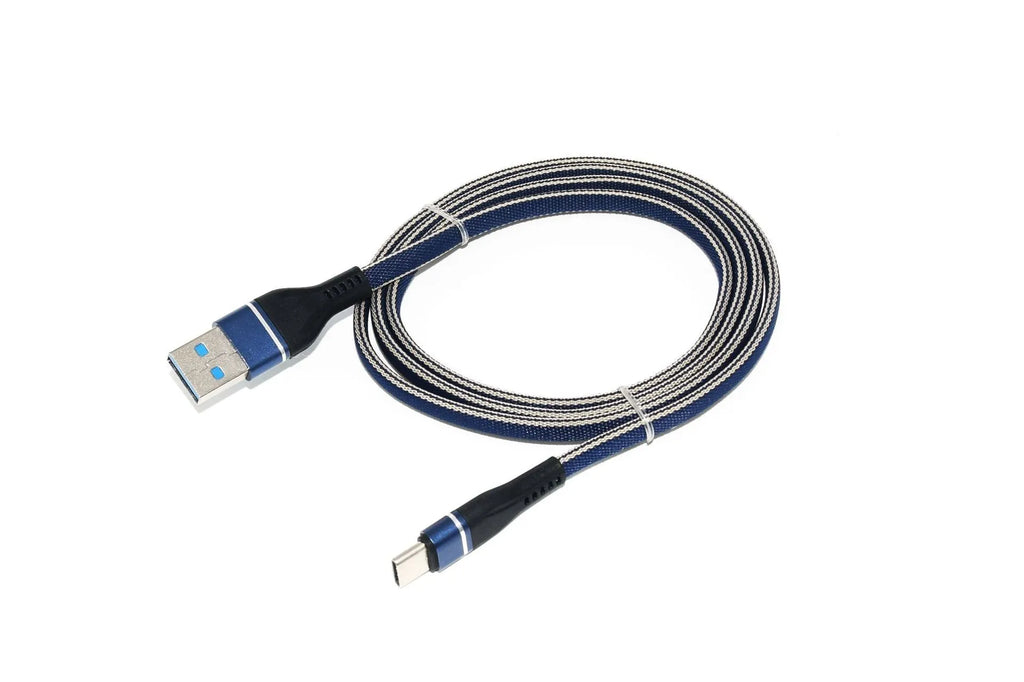 Blue denim braided Type-C data cable 1m with copper wire cores for fast charging