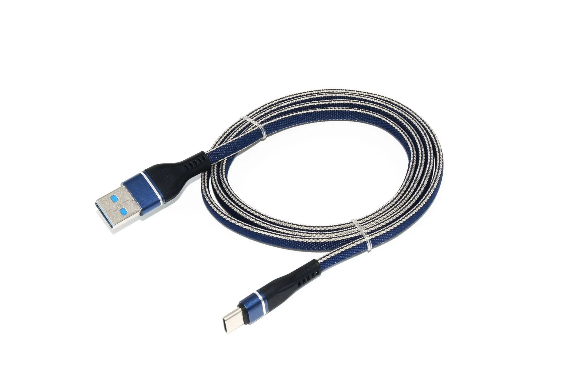 Blue denim braided Type-C data cable 1m with copper wire cores for fast charging