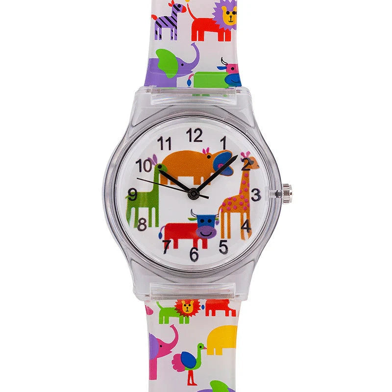 Floral quartz watch for children with Korean style and PVC strap